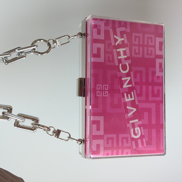 Givenchy Fuchsia Geometric Paper SHOPPING BAG UPCYCLED Box Clutch - Picture 2 of 8